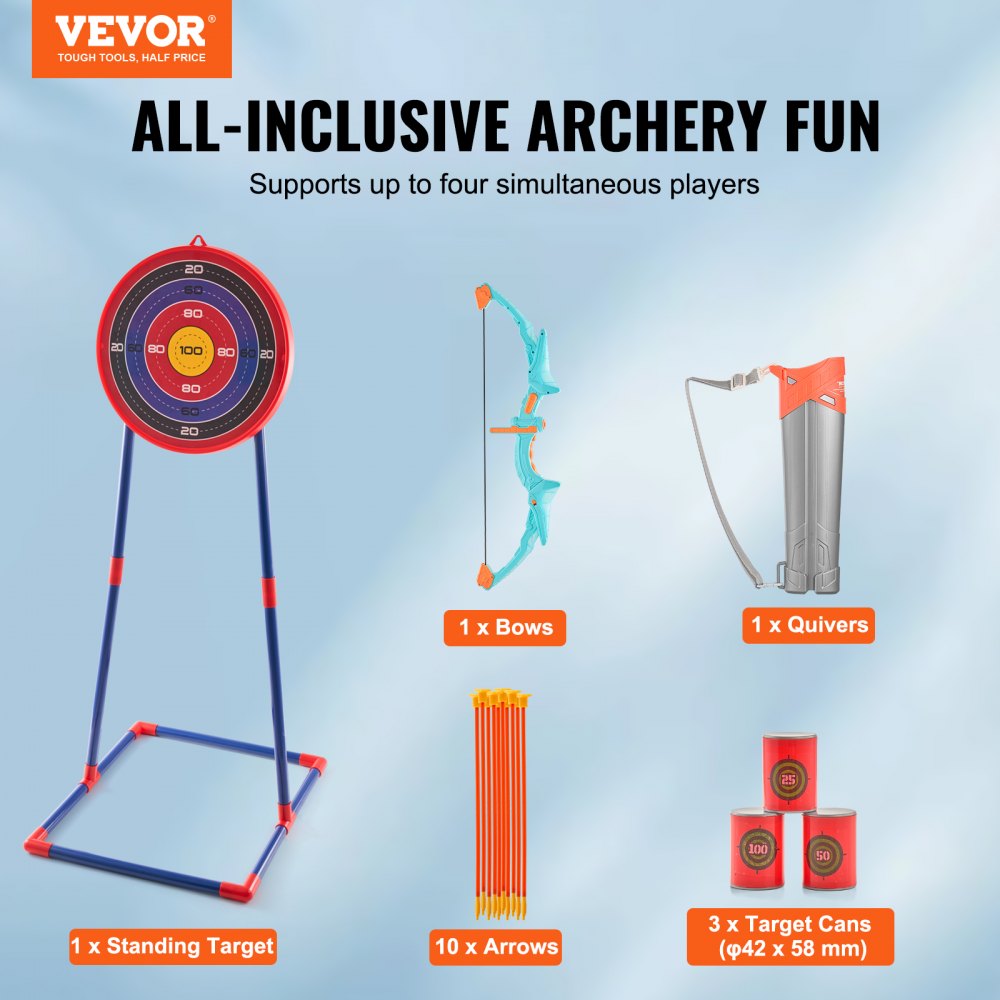 8009-3 - Kids' LED Bow & Arrow Set with Target & 10 Arrows