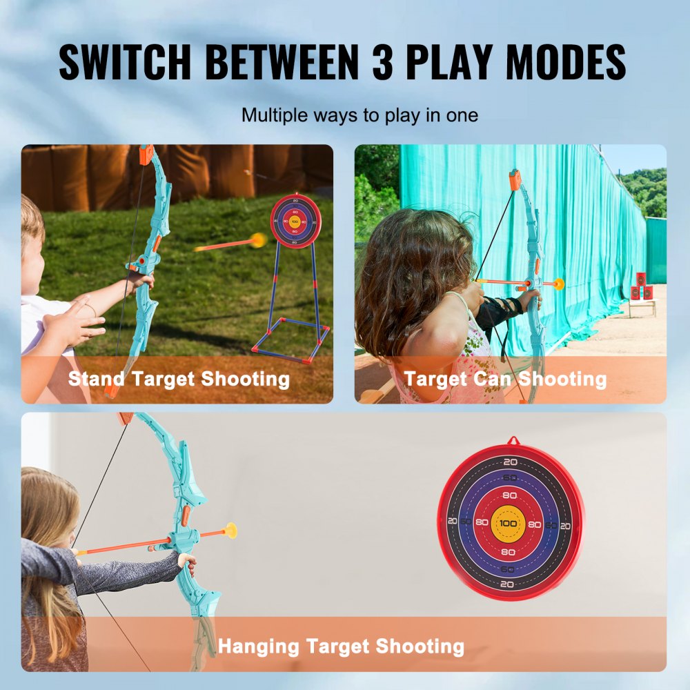 8009-3 - Kids' LED Bow & Arrow Set with Target & 10 Arrows