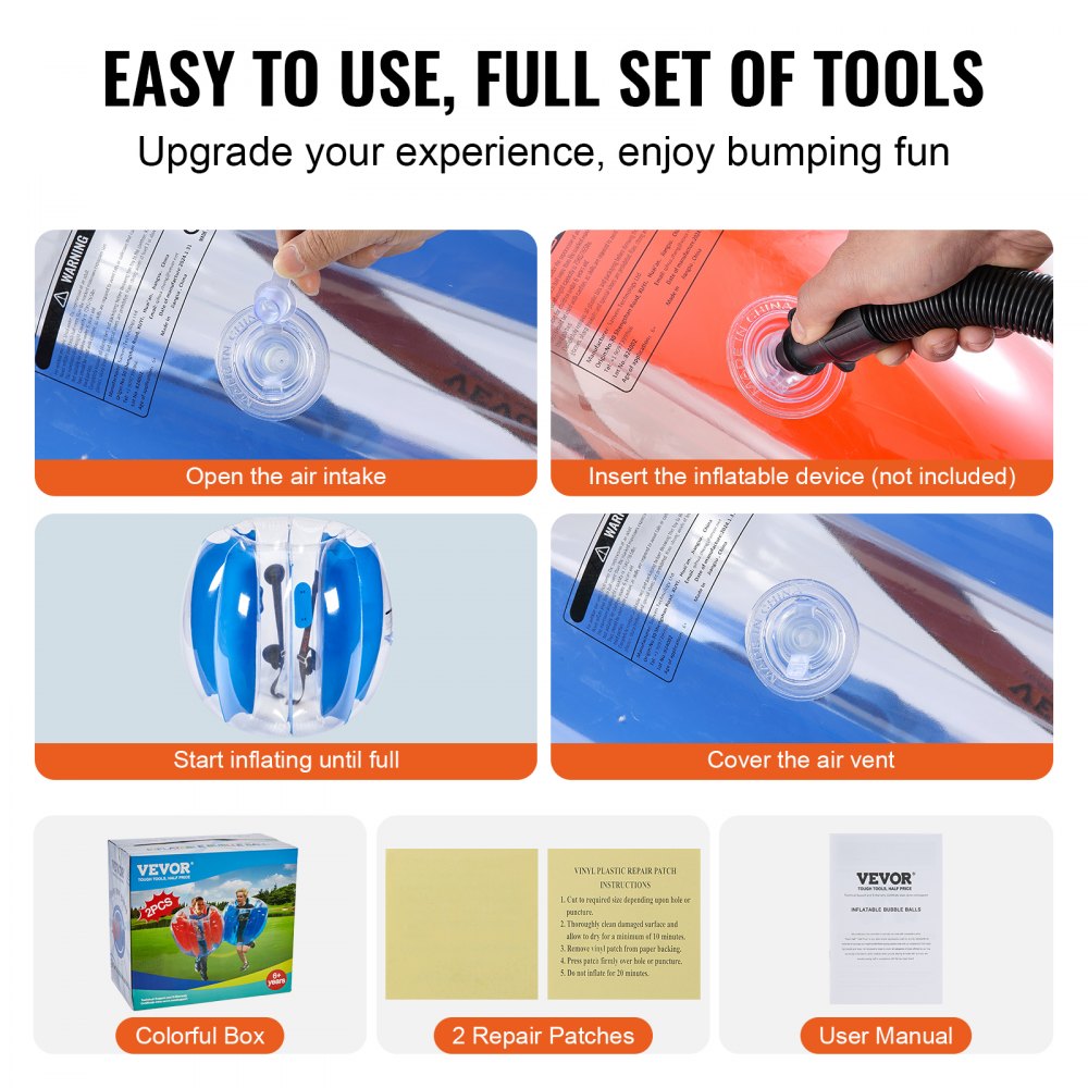 86002 - Durable 3FT Inflatable Bumper Balls, Waterproof PVC Party Fun