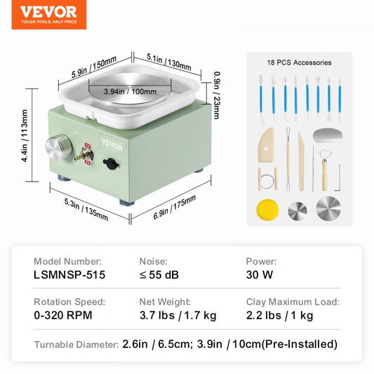 LSMNSP-515 - Compact Electric Pottery Wheel for Young Artists, 0-320RPM