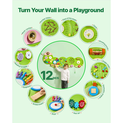 QG202409336 - Colorful 12-Game Activity Wall for Kids Aged 3-12