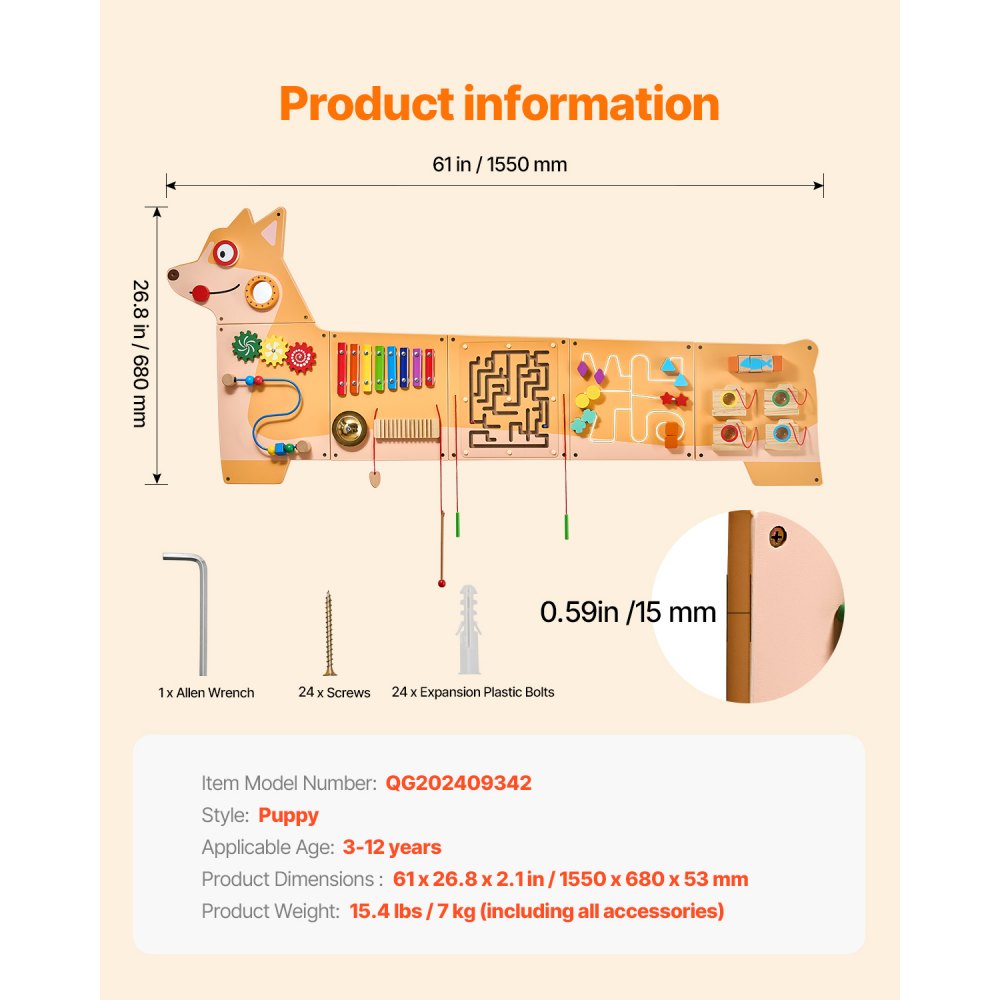 QG202409342 - Interactive Puppy Busy Board Panel for Kids Aged 3-12