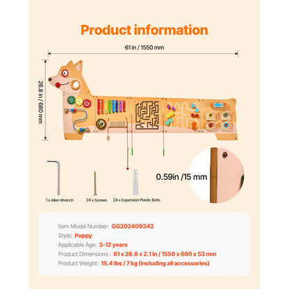 QG202409342 - Interactive Puppy Busy Board Panel for Kids Aged 3-12