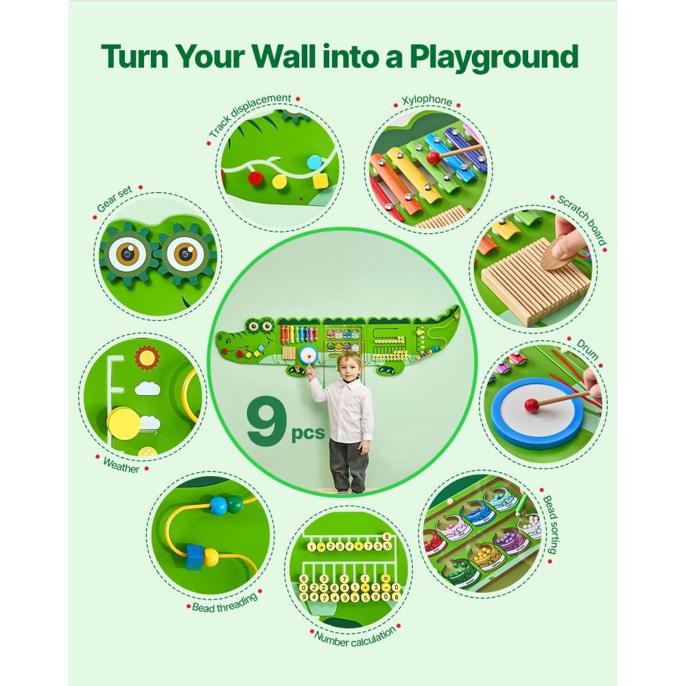 QG202409343 - Interactive Crocodile Wall Panel for Kids Ages 3-12