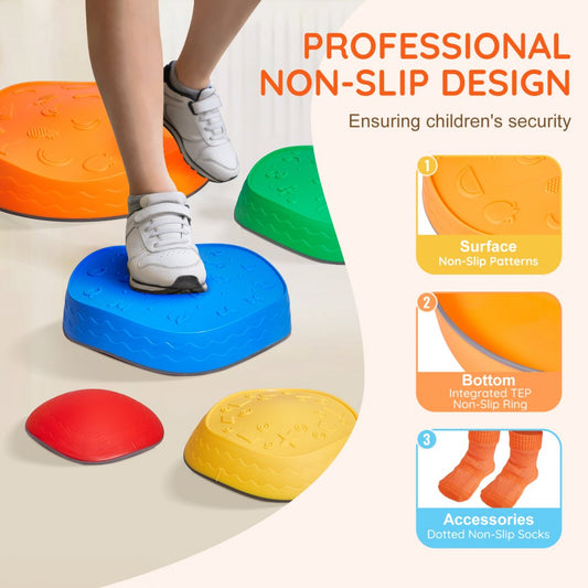 LY-2440 - Colorful Kids' Balance Stones with Non-Slip Safety Features