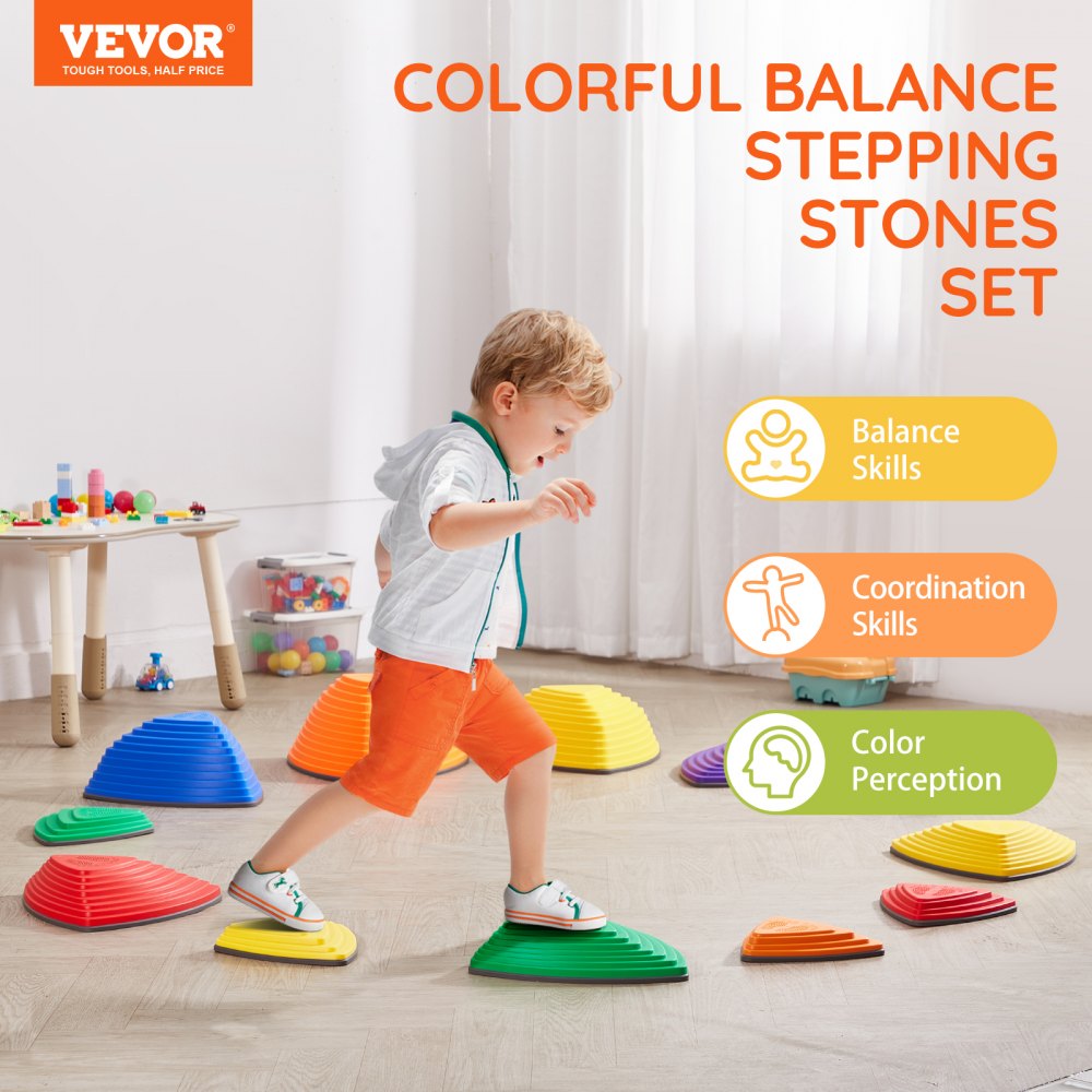 LY-26102 - Colorful Balance Stones for Kids - 12-Piece Set