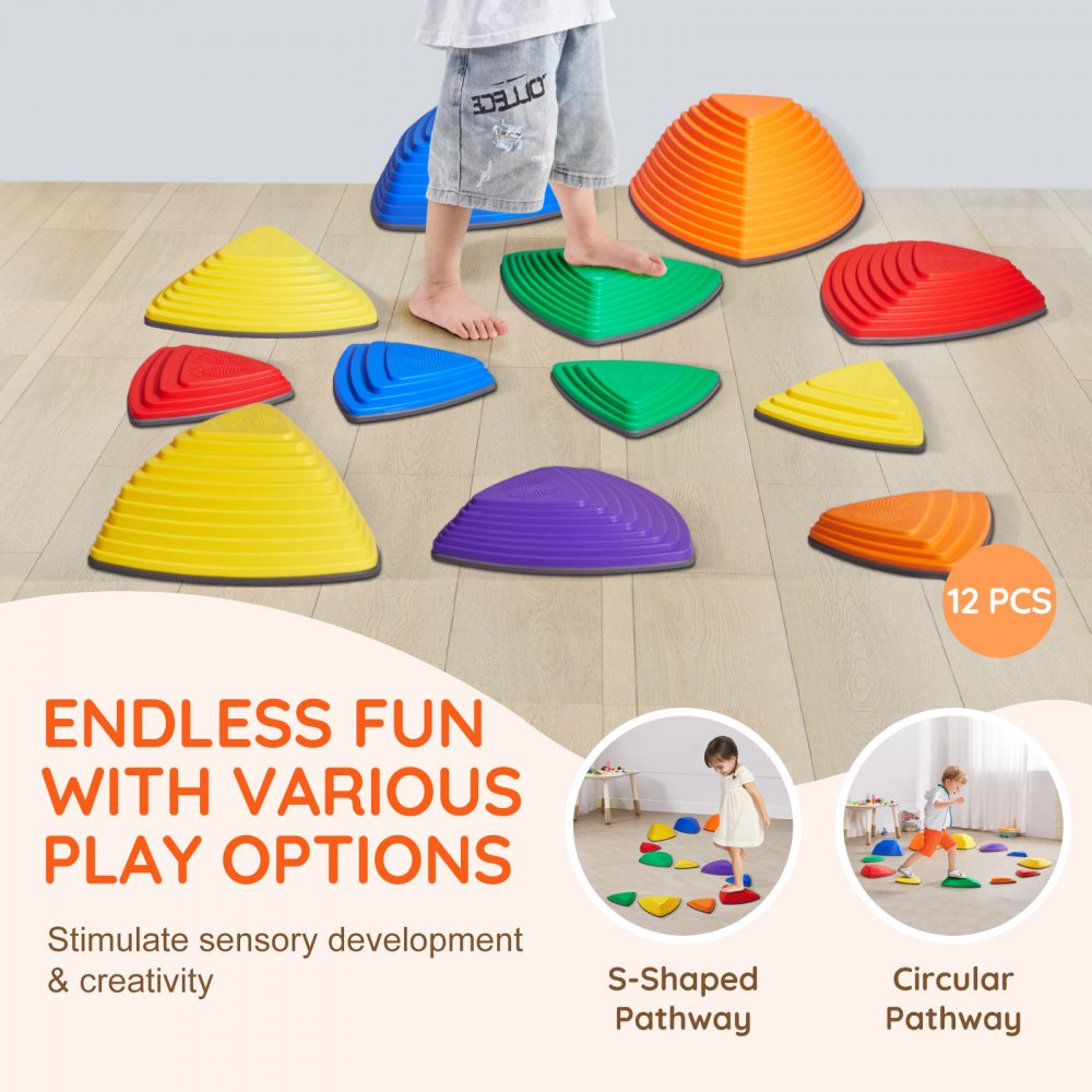 LY-26102 - Colorful Balance Stones for Kids - 12-Piece Set
