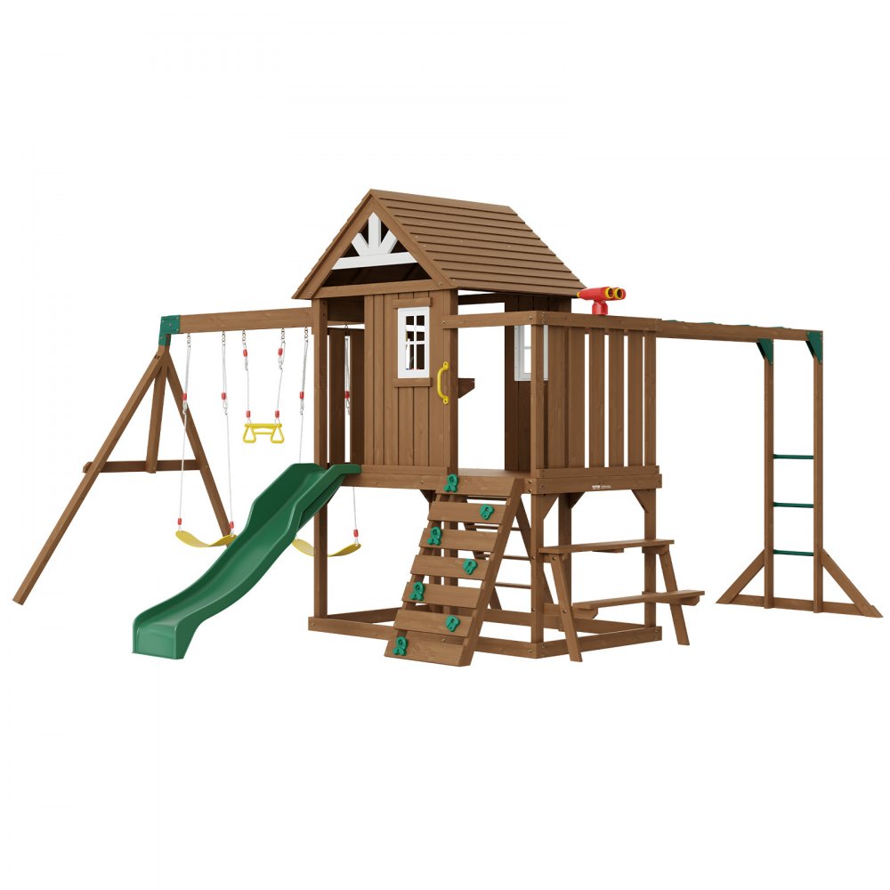 TLG92010 - Cedar 10-in-1 Swing Set with 6ft Slide & Sandbox