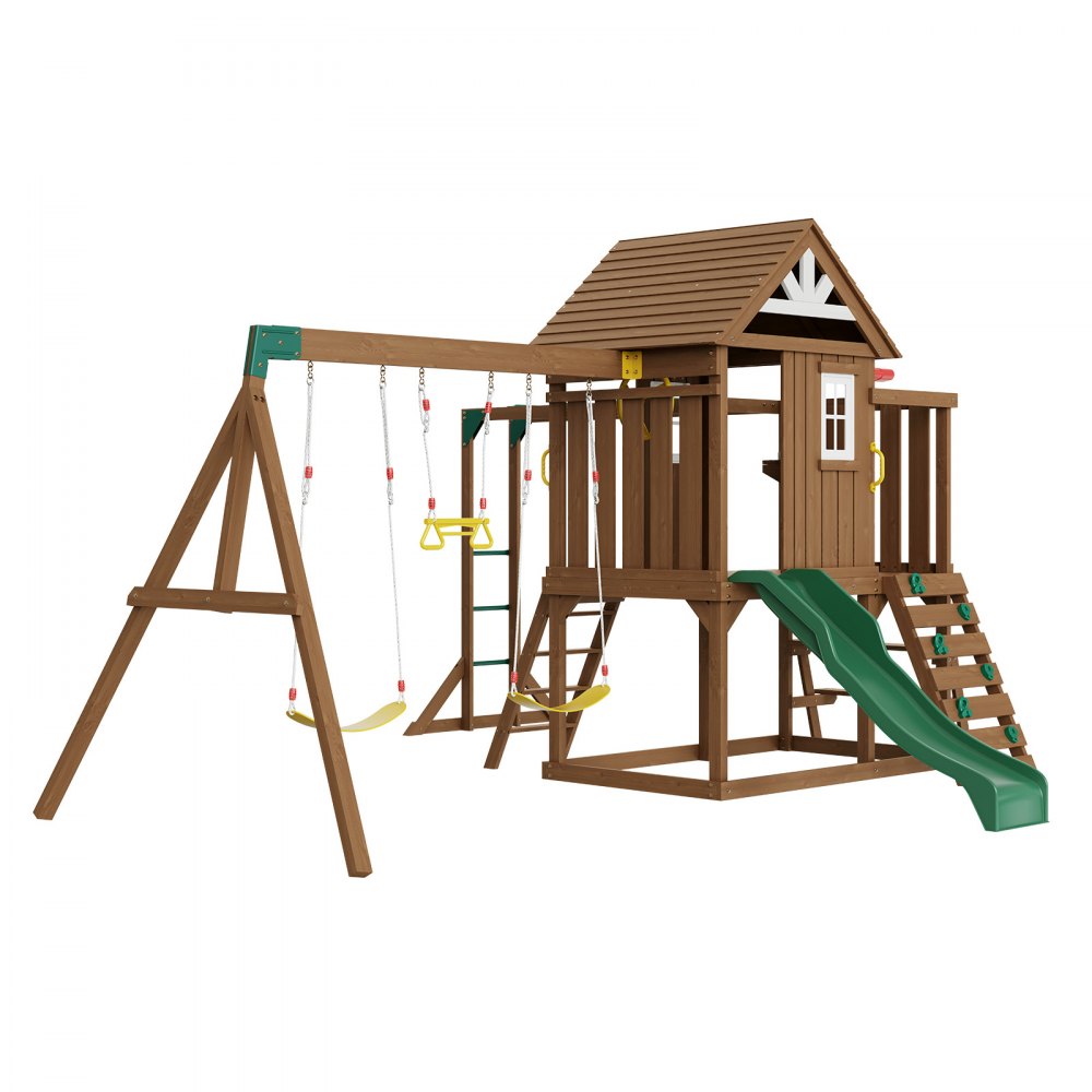 TLG92010 - Cedar 10-in-1 Swing Set with 6ft Slide & Sandbox