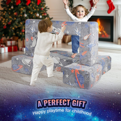 ETDST004 - Modular Kids Play Couch Set with Washable Soft Suede Cover