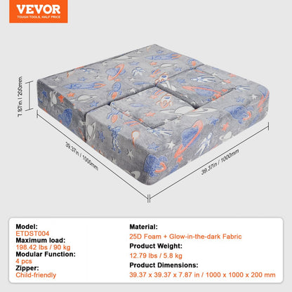 ETDST004 - Modular Kids Play Couch Set with Washable Soft Suede Cover