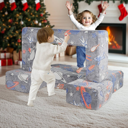 ETDST004 - Modular Kids Play Couch Set with Washable Soft Suede Cover