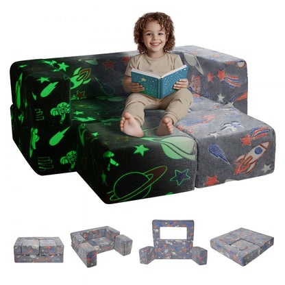 ETDST004 - Modular Kids Play Couch Set with Washable Soft Suede Cover