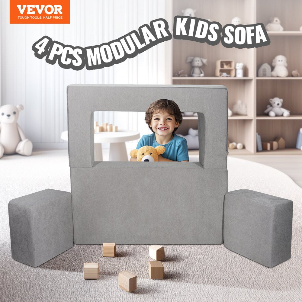 ETDST005 - Modular Kids Sofa 39.37" Soft Suede for Creative Play