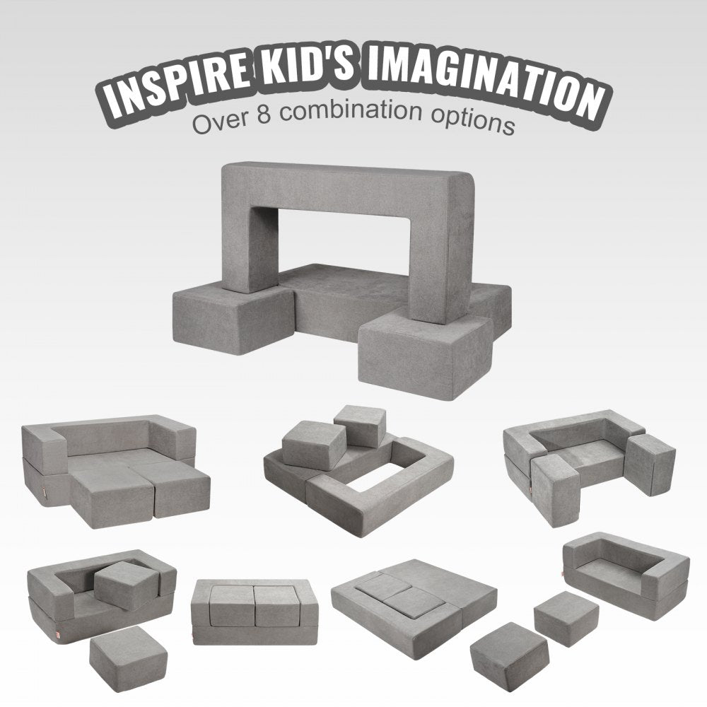 ETDST005 - Modular Kids Sofa 39.37" Soft Suede for Creative Play