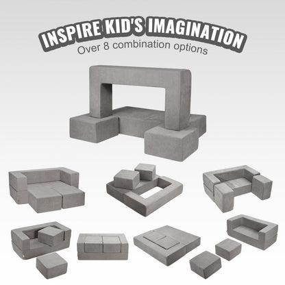 ETDST005 - Modular Kids Sofa 39.37" Soft Suede for Creative Play