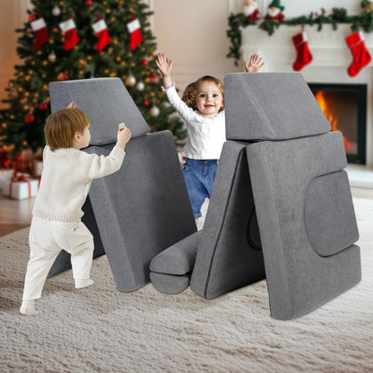 ETDST010 - Versatile 10-Piece Kids Couch, Soft Suede & Washable Cover