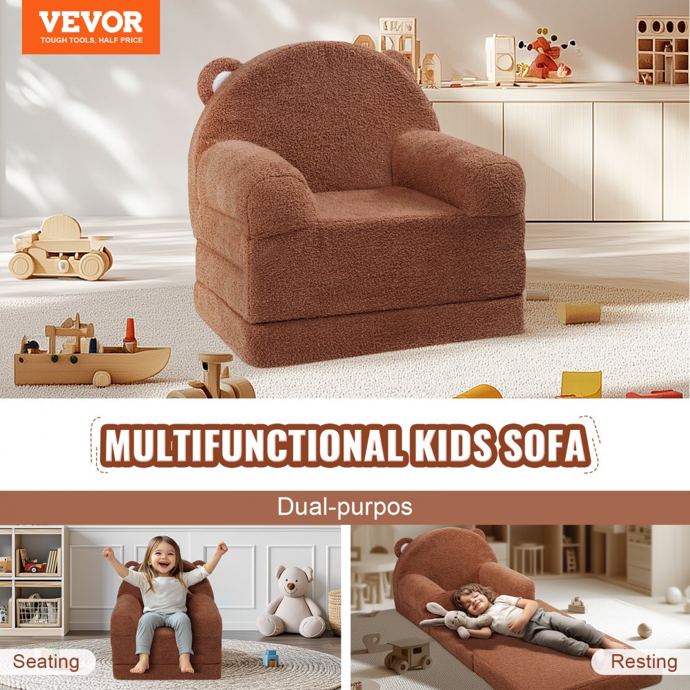 ETSF018 - Soft Velvet Kids Folding Sofa Chair for Play & Relaxation