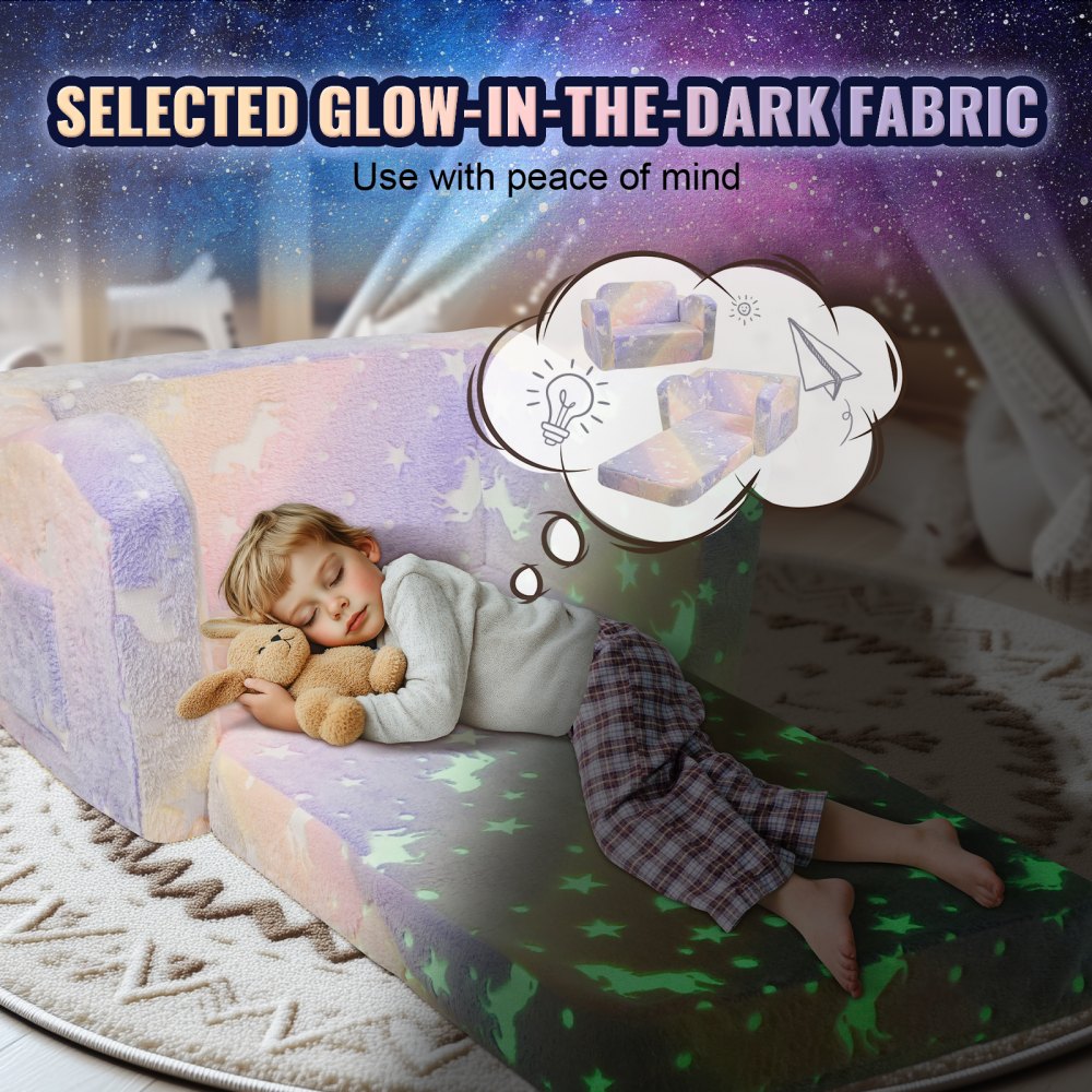 ETZDD-02 - Glow-in-the-Dark Kids Couch & Play Mat, Soft & Safe