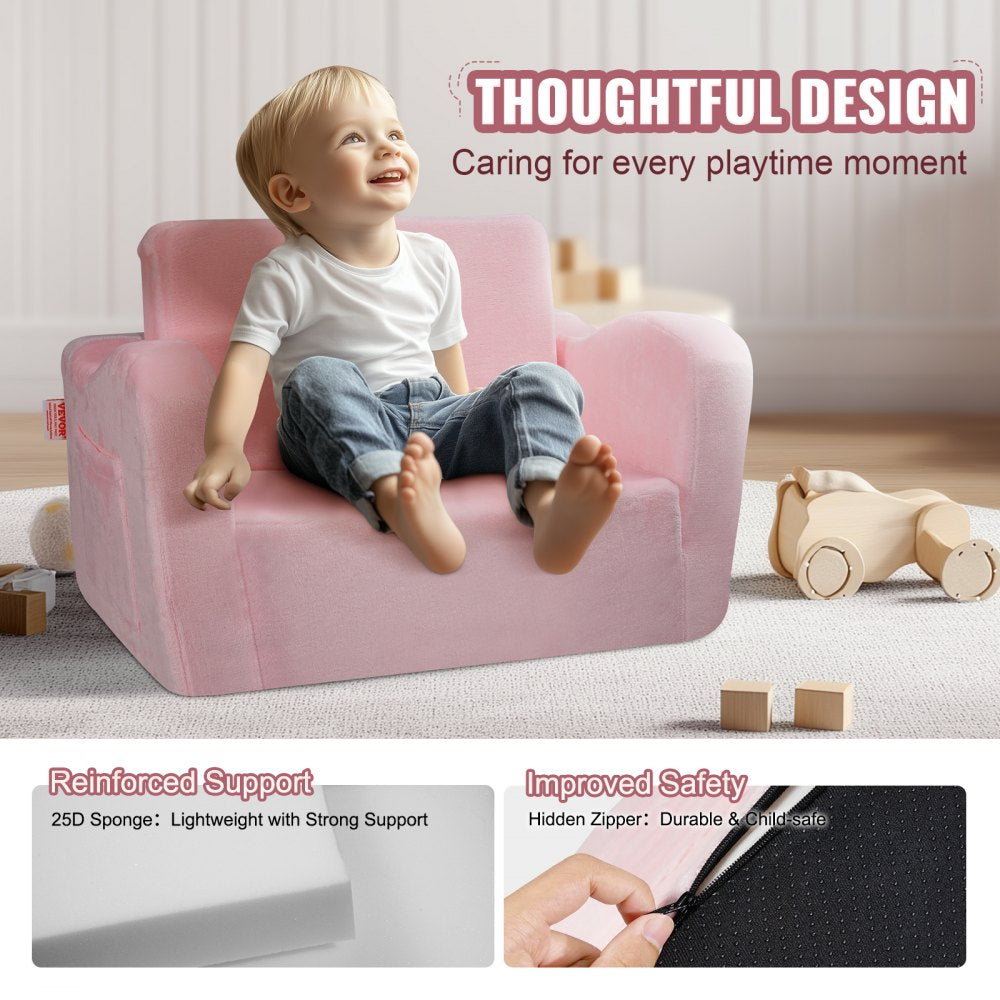 FL-XY-1 - Foldable Velvet Kids Sofa Chair, Comfy Play Mat for Ages 18+