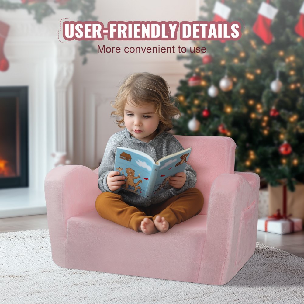FL-XY-1 - Foldable Velvet Kids Sofa Chair, Comfy Play Mat for Ages 18+