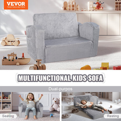FL-XY-3 - Comfy Foldable Kids Sofa Chair with Removable Velvet Cover
