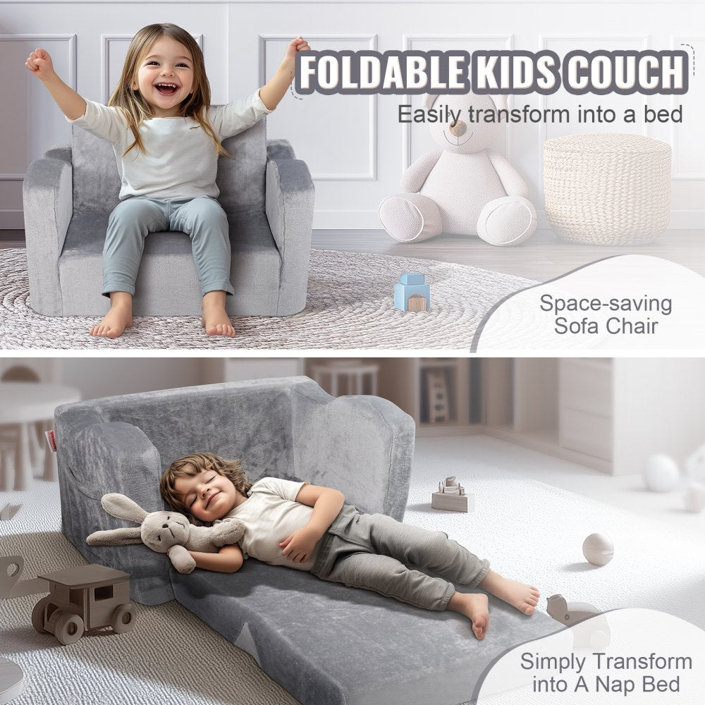 FL-XY-3 - Comfy Foldable Kids Sofa Chair with Removable Velvet Cover