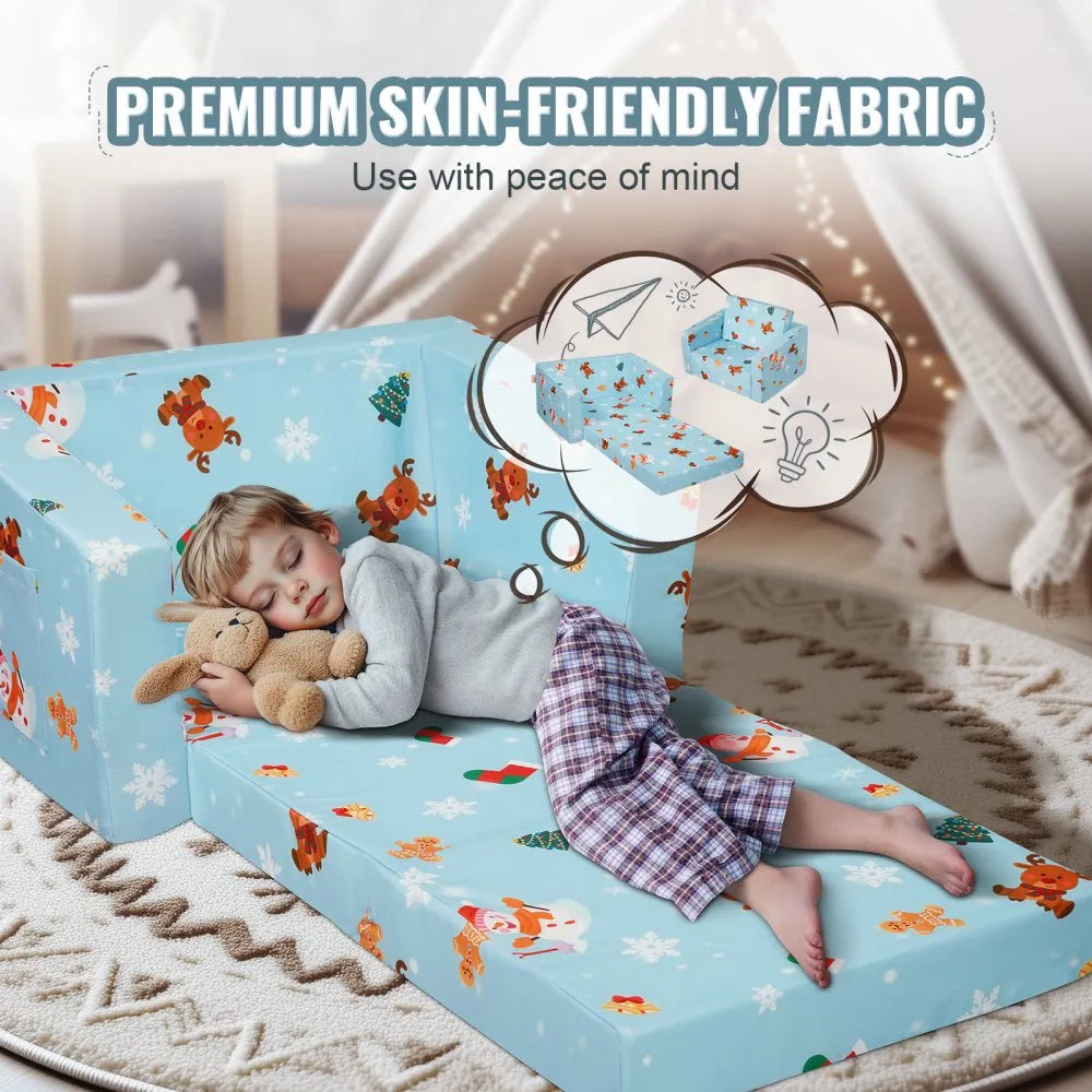 FL-XY-3 - Foldable Kids Sofa Chair with Removable Velvet Cover