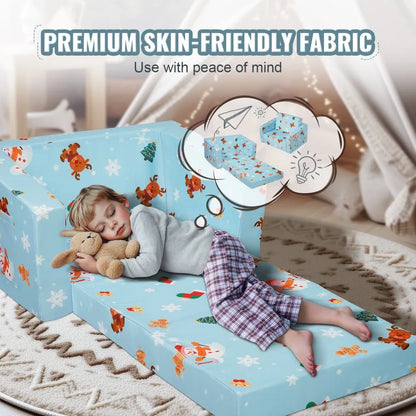 FL-XY-3 - Foldable Kids Sofa Chair with Removable Velvet Cover