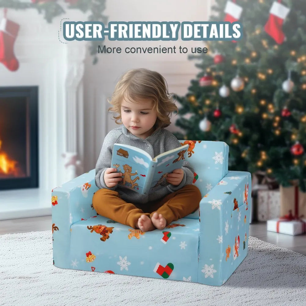 FL-XY-3 - Foldable Kids Sofa Chair with Removable Velvet Cover