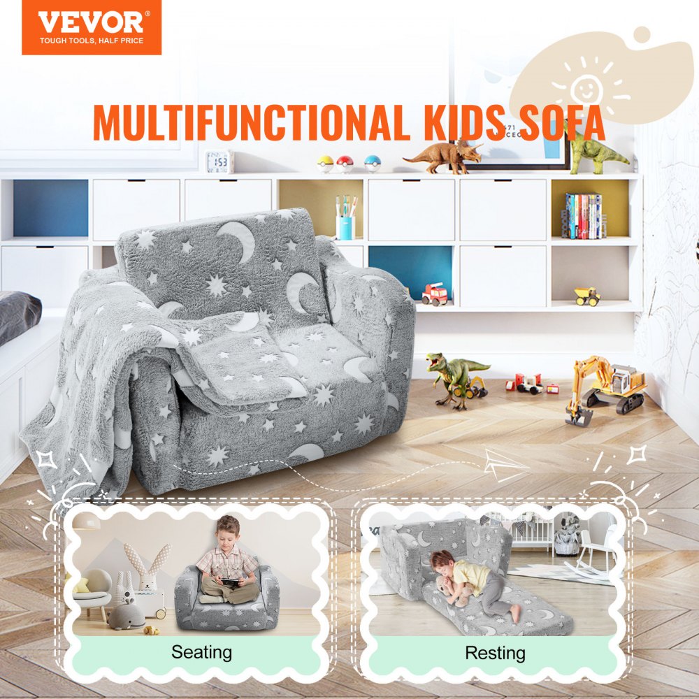 ETZDD-01 - Soft Sherpa Kids Sofa with Glow-in-the-Dark Features