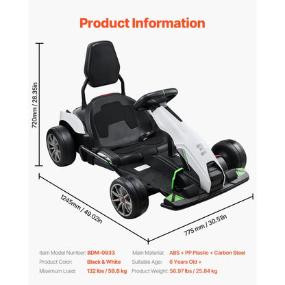 BDM-0933 - Safe 24V Electric Go Kart for Kids Up to 132 lbs