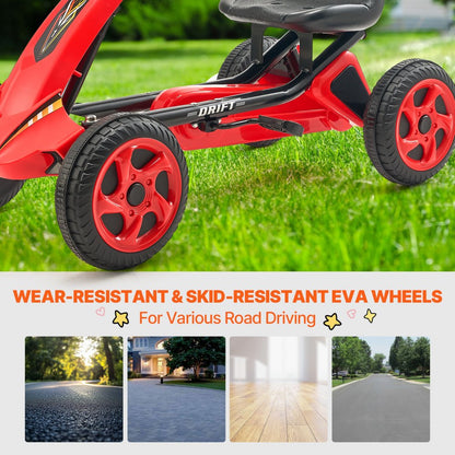 E01-1 - Adjustable Seat 4-Wheel Go Kart for Kids 3-8 Years