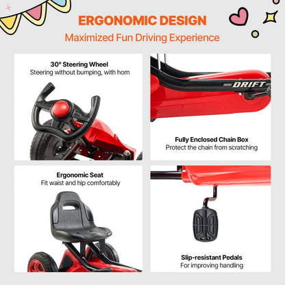 E01-1 - Adjustable Seat 4-Wheel Go Kart for Kids 3-8 Years