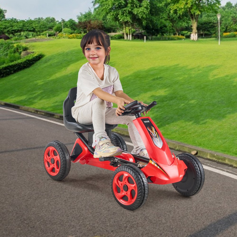 E01-1 - Adjustable Seat 4-Wheel Go Kart for Kids 3-8 Years