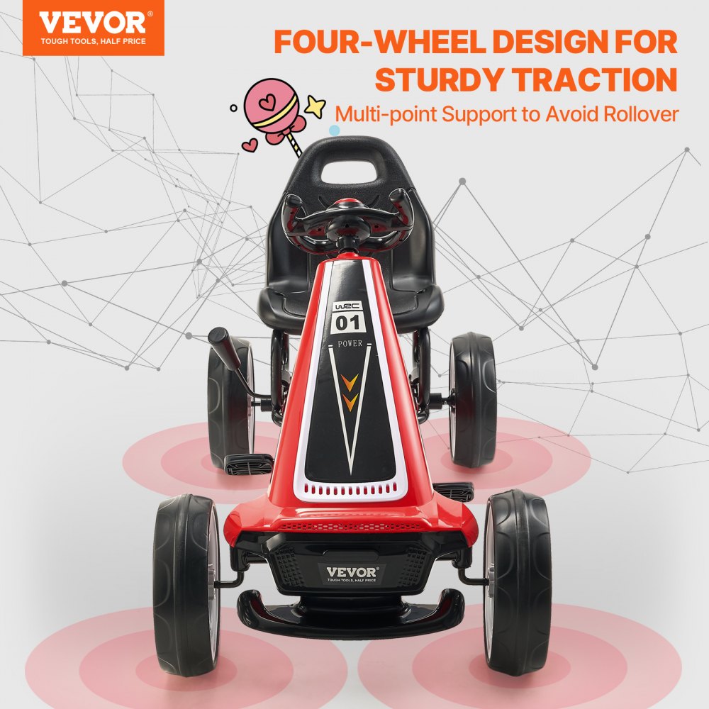 E03 - VEVOR Kids Go Kart with Adjustable Seat and Horn