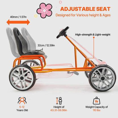 E03 - VEVOR Kids Go Kart with Adjustable Seat and Horn
