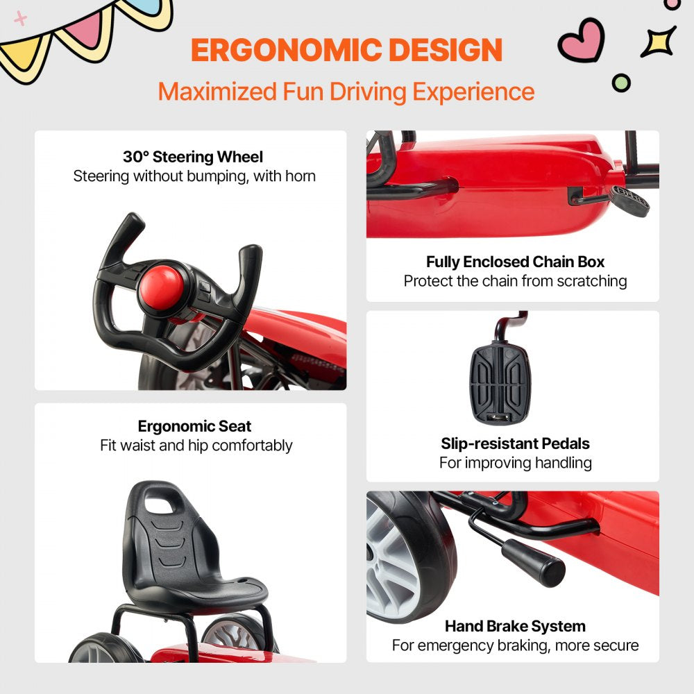 E03 - VEVOR Kids Go Kart with Adjustable Seat and Horn