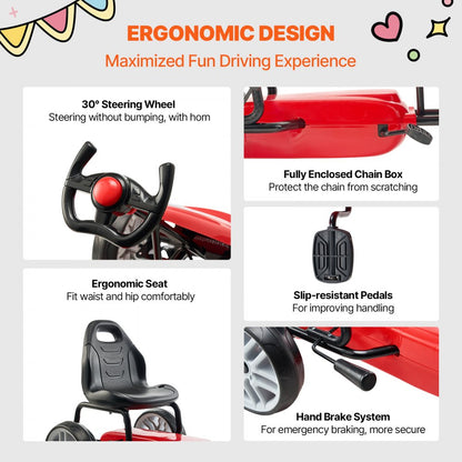 E03 - VEVOR Kids Go Kart with Adjustable Seat and Horn