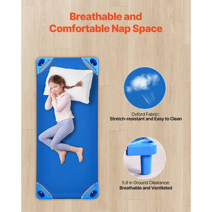 QL-106-3 - Set of 6 Stackable Kiddie Cots for Toddlers, 51.2" x 22.4"