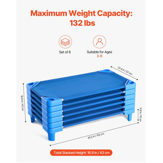 QL-106-3 - 6-Pack VEVOR Portable Kiddie Cots for Cozy Naps