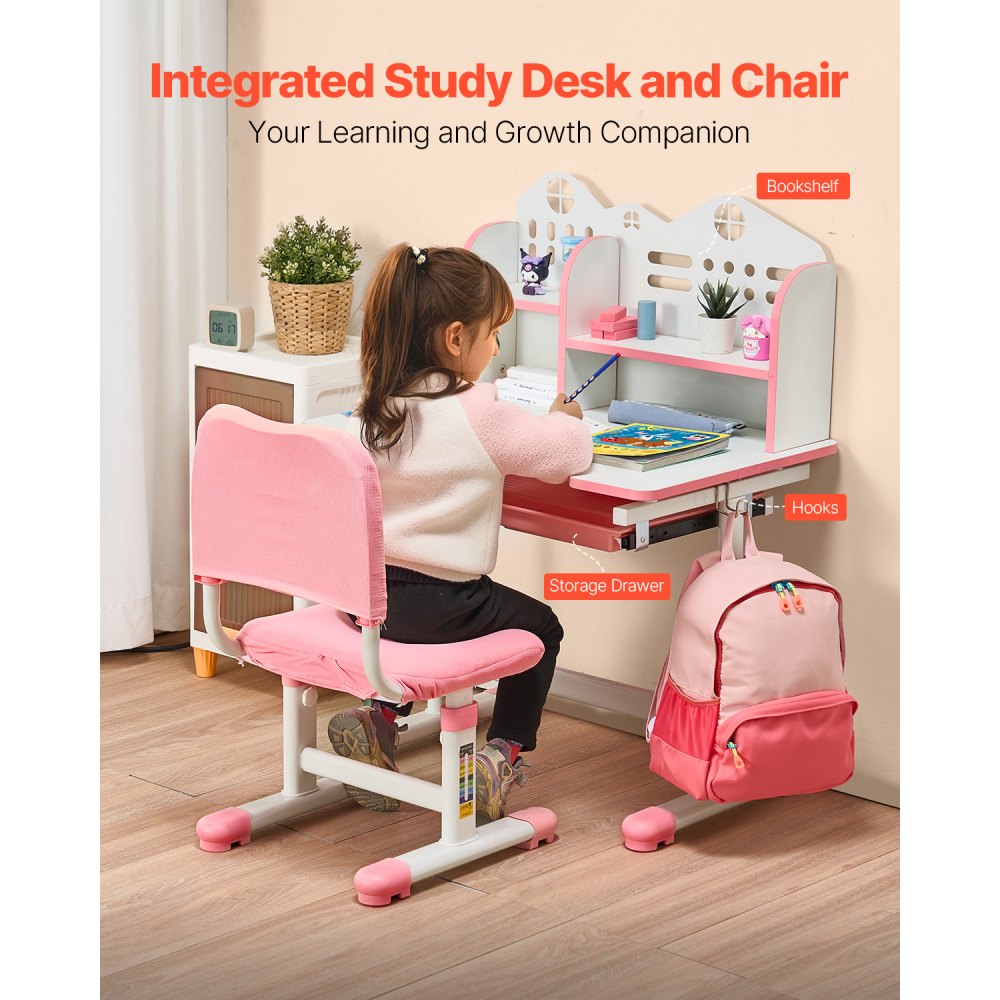 70-3 - Adjustable Kids Study Desk & Chair Set with Smart Storage