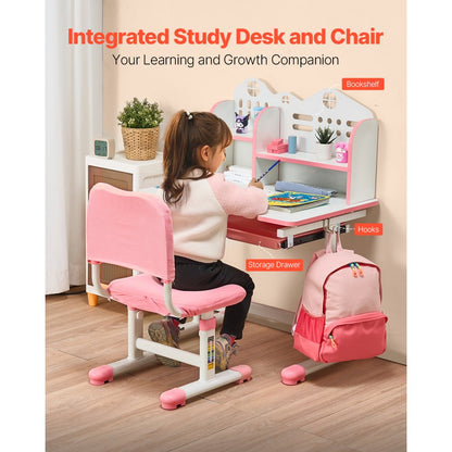 70-3 - Adjustable Kids Study Desk & Chair Set with Smart Storage