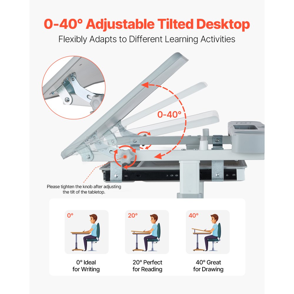 70-1 - Ergonomic Children's Desk Chair Set with Adjustable Height & LED Lamp