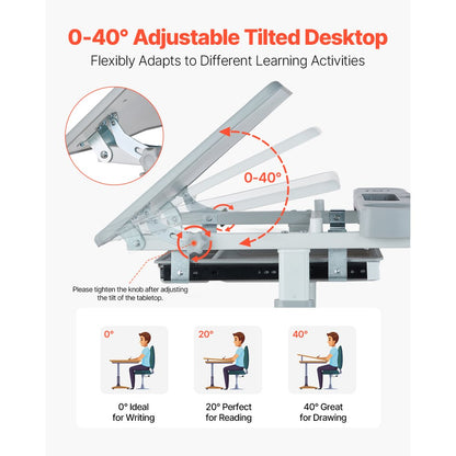 70-1 - Ergonomic Children's Desk Chair Set with Adjustable Height & LED Lamp