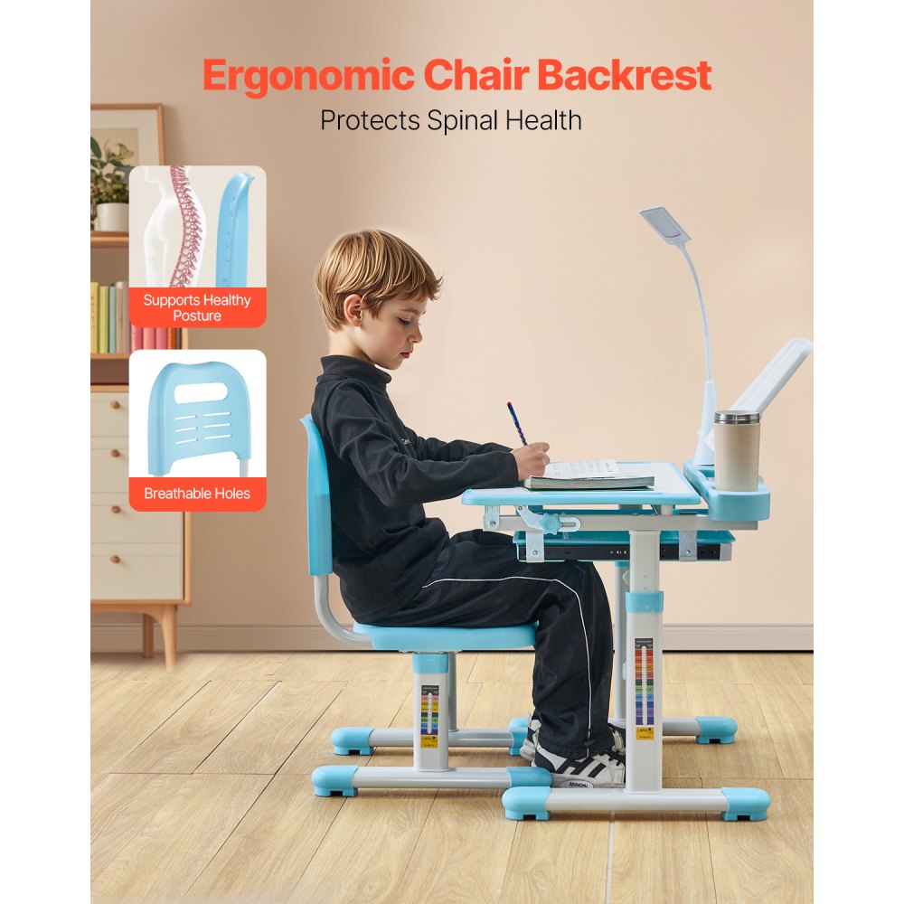 70-1 - Kids Adjustable Study Desk & Chair Set with Tilt Top