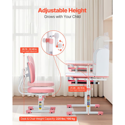 80-6 - Height-Adjustable Kids Desk & Chair Set for Cozy Learning
