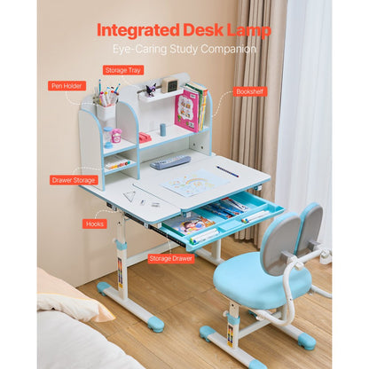80-6 - Ergonomic Kids Desk & Chair Set with Adjustable Height and Storage