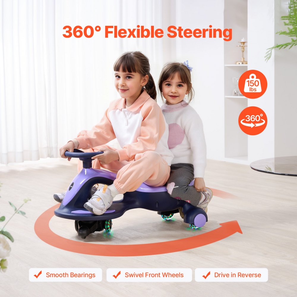 FX-E202 - 2-in-1 Electric Wiggle Car for Kids, 29.1 in, Bluetooth Lights