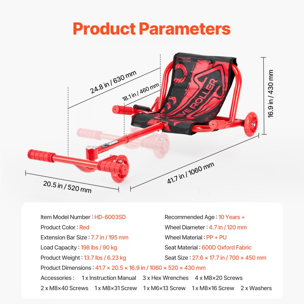 HD-6003SD - Adjustable Kids' Scooter 41.7"-49.4" with Durable Wheels